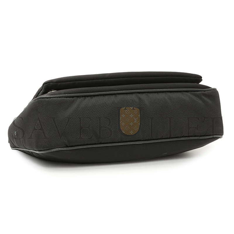 Pra*a black re-nylon saffiano double pouch shoulder bag 1bh168 (22*16*4.5cm)